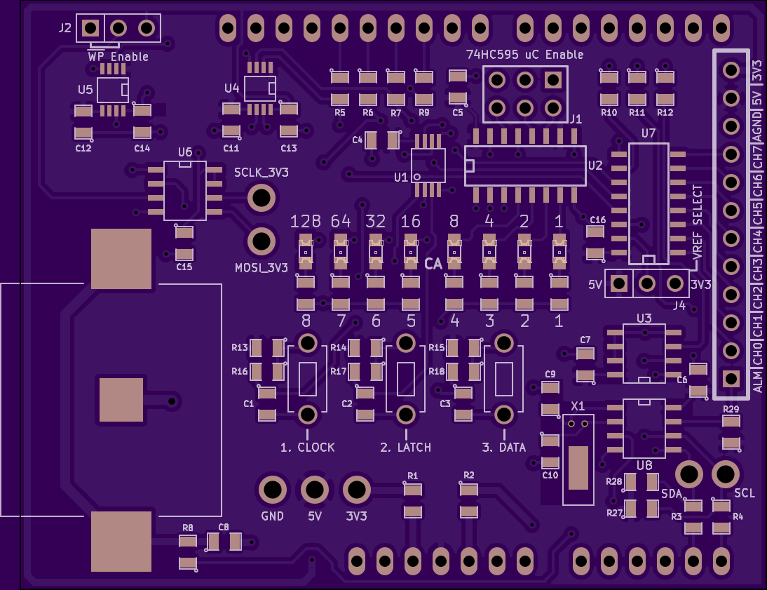 I2C and SPI Interaction Shield Rev1 PCB Front