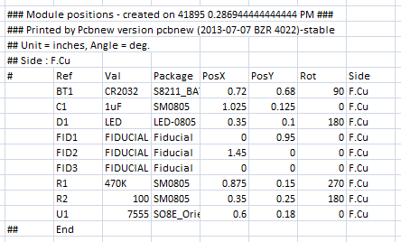 Raw Placement POS File