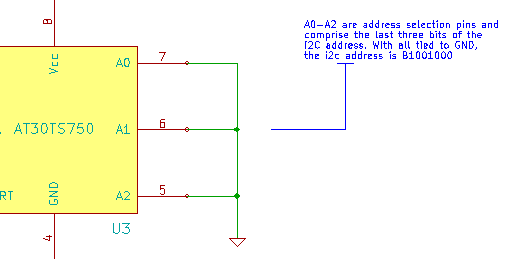 Schematic of customized AT30TS750 I2C Address