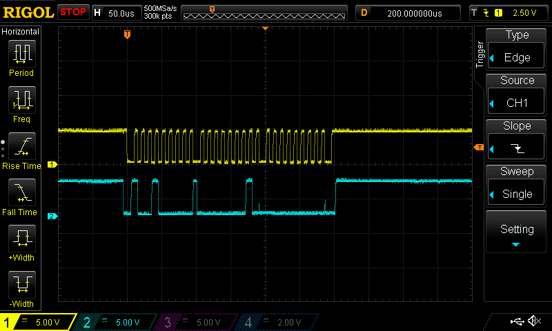 Oscilloscope Trace of Arduino Wire Library Function EndTransmission