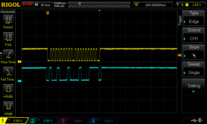 Oscilloscope Trace of Arduino Wire Library Function RequestFrom